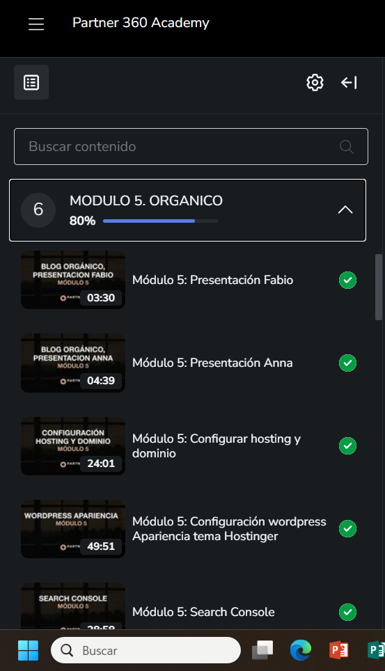 Captura Módulo Orgánico de Partner 360 